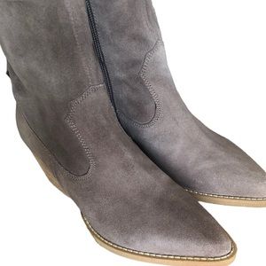 Jeffrey Campbell: Kelam Taupe Suede Ankle Boots. Size 6